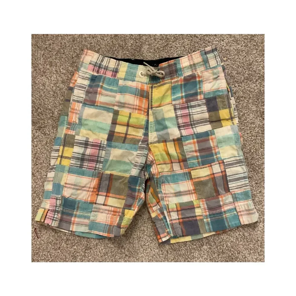 GAP Kids Boys Patchwork Plaid Board Shorts Swim Trunks Madras Multicolor, S